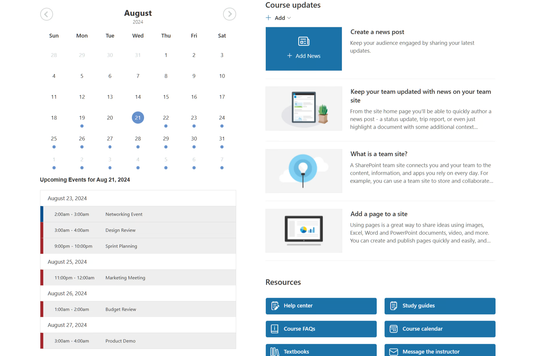Mini Calendar Web Part for SharePoint displaying events in a compact calendar view